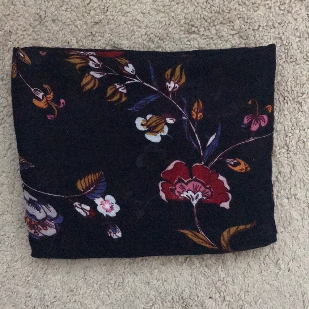 Loop scarf blue with flowers